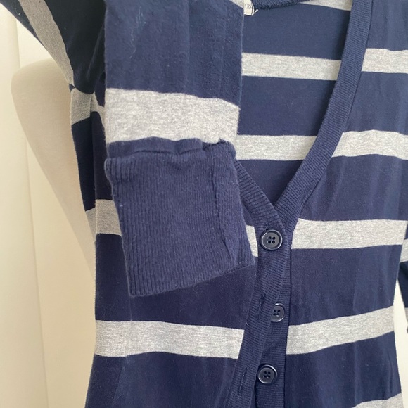 Navy Blue & Gray Button Down Cardigan - Picture 3 of 5